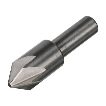 QUALTECH Chatterless Countersink, Series DEWCHAT, 2 Overall Length, Round Shank, 14 Shank Diameter, 6 Flu DEWCHAT1/4-120